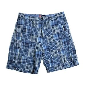 Chaps Shorts Men's Size 36 Patchwork Plaid Check Blue Summer Shorts